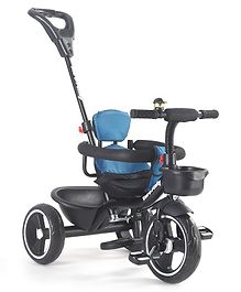 Plug & Play Tricycle With Parental Push Handle & Cushion Seat Guardrail - Blue