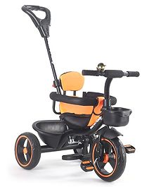 Plug & Play Tricycle With Parental Push Handle & Cushion Seat Guardrail - Orange