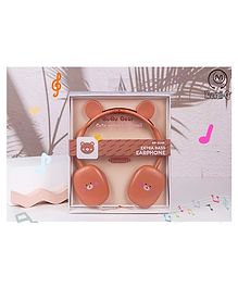 YAMAMA Kawaii Bubu Bear Animal Design Wired Headphones With Built-in Microphone For Clear And Crisp Audio Experience For Kids Adults  Headsets And Earphones  Brown