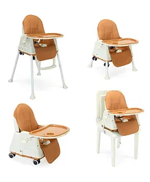 Little Olive 4 in 1 High Chair with Safety Harness and Adjustable Height - Brown