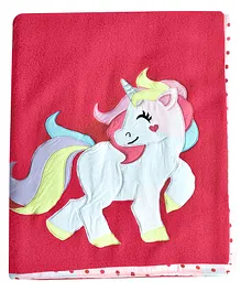 Polkas & Stripes Fleece Blanket Pink - Unicorn