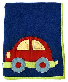 Polkas & Stripes Fleece Blanket Navy Blue - Car