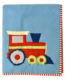 Polkas & Stripes Fleece Blanket Light Blue - Train
