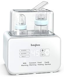 Baybee 6 in 1 Baby Bottle Warmer Cum Sterilizer, Electric Baby Food, Water, Milk Heater & Defrost with LCD Temperature Display, Smart & BPA Free Nipple, Feeding Bottle Sterilizer (Grey, Double Bottle)