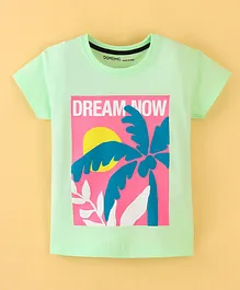 Doreme Single Jersey Half Sleeves T-Shirt Palm Tree Print - Dream Green