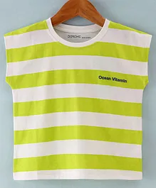 Doreme Single Jersey Knit Sleeveless Stripes Design T-Shirt Ocean Vitamin - Green & White