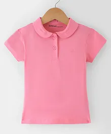 Doreme Single Jersey Knit Half Sleeves T-Shirt Solid Colour - Pink