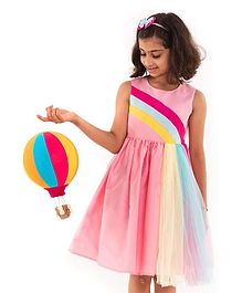 A Little Fable Sleeveless Rainbow Detailed Dress - Pink