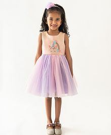 A Little Fable Sleeveless Unicorn Detailed Dress - Multi Colour