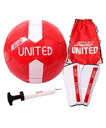 Speed UP 4 in 1 Unit Football Combo Sret Toy Gift for Kids 1 Football 1 Pair Shin Guard 1 Pump 1 Bag Birthday Gift for Boys Girls Toddler