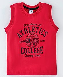 Tango Single Jersey Sleeveless T-Shirt Athletics Print - Red