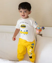 Nap Chief Pure Cotton DC Featuring Full Sleeves Batman Printed Co Ord Set - Off White