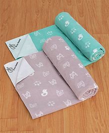 R for Rabbit Dry Nap Waterproof Quick Dry Reusable Dry Sheet Toy Print Small Pack of 2 - Multicolour