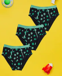 XY Life Pack Of 3  Star Printed Briefs - Green