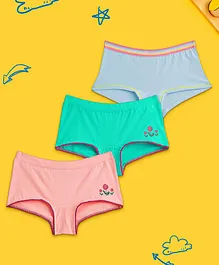 XY Life Pack Of 3 Flower Printed Panties - Green & Pink