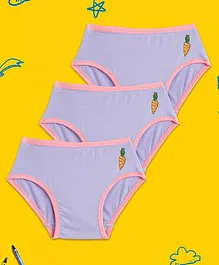 XY Life Pack Of 3 Carrot Printed Panties - Lilac