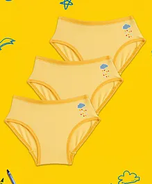 XY Life Pack Of 3 Cloud Printed Panties -Yellow
