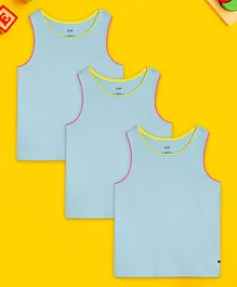 XY Life Pack Of 3 Sleeveless Solid Vests - Blue