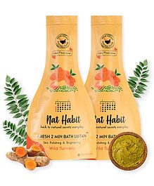 Nat Habit Fresh Wild Turmeric Bath Ubtan, 2 Minute Body Scrub For Accelerated Detan, Pigmentation Relief Body Acne Control Whitehead Clearance, 80 g Each (Pack of 2)