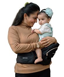 Butt Baby Black Gold Baby Carrier with Hip Seat & In-built Mini Diaper Bag (Black)