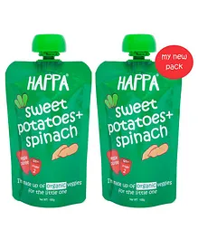 Happa Organic Sweet Potatoes And Spinach Veggie Puree Pack of 2 - 100 gm each