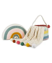 haus & kinder Rainbow Baby Shower Gift Box : Pack of 3 Blanket, Cushion,Storage basket