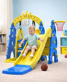 Babyhug 3 in 1&nbsp; Swing and Slide with
                        Basket Ball Hoop Activity Play Set |Durable and
                        Sturdy Material|Easy assemble Indoor &
                        Outdoor Play|Coordination & Balance|Ideal
                        Gift|Age 2-5 Years|BIS