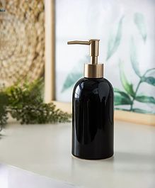 UMAI Liquid Soap Dispenser | Stoneware | Bathroom Sanitizer, Lotion, Shampoo Dispenser | Ceramic Handwash Bottle for Kitchen | Soap Dispenser for Wash Basin | Bathroom Accessories | 420ml (Black)