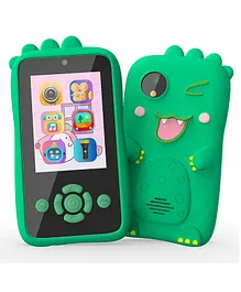 Happy Hues Kids Smartphone Toy with MP3 Music Player- Dual HD Camera for Selfies- in Built Games-2.4 inch Screen 8MP Camera Toys for Kids- Green Dinosaur