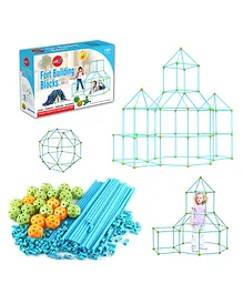Planet of Toys Fort Building Kit 197 Pieces Construction STEM Toys Builder with Sticks and Balls for Castle Building DIY Building Play Tent Tunnel Indoor & Outdoor Playhouse Educational Toy - Multicolour