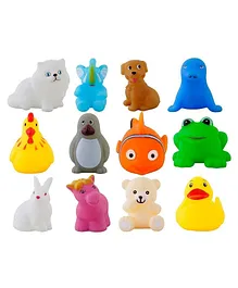 Sanjary Squeezy Chu Chu Animals Family Bath Toy with Sound Pack of 12 - Color May Design May Vary