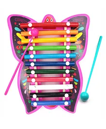 Aditi Toys Musical Butterfly Xylophone Toy, Plastic Butterfly Xylophone For Kids, Musical Butterfly Xylophone For Kids, Non-Toxic Suitable For Kids Above 3 Years, Bis Approved (Butterfly Xylophone Pink)
