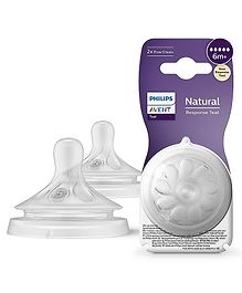 Philips Avent Natural Response Bottle Teat Baby Bottle Flow 5 Teats for Babies  BPA Free - Pack of 2