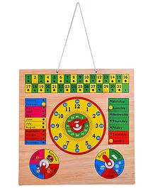 Smartcraft All in One Wooden Clock Calendar Days Month Week Season Weather Multifunctional Learning Board for Kids with Pins