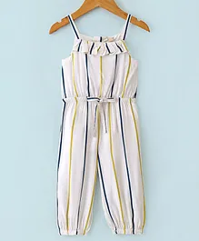 ORRIGANY Rayon Knit Sleeveless Jumpsuits Striped - Off White