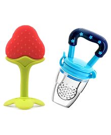 Luvlittle Silicone BPA Free Natural Organic Nipple Teethers and Fruit Nibbler Feeder for Newborn Baby Boy - Baby Girl, Infant, Babies- PACK OF 2- Colour May Vary