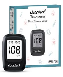 Ozocheck Truesense Fully Automatic Blood Sugar Testing Machine with 1 Glucometer 10 Lancets 50 Test Strips 1 Lancing Device