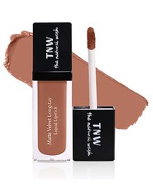 TNW -The Natural Wash Matte Velvet Longstay Liquid Lipstick with Macadamia Oil and Argan Oil - 06 | Transferproof | Pigmented | Nutty Nude | Nude Brown