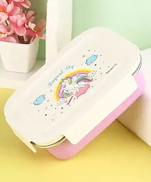 Servewell Bite Single Wall Lunch Box & Container Unicorn Print - Pink