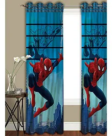 Athom Trendz Marvel Spider Man Long Door Curtain Set Of 2 MAR-412-LC1-C2 - Blue Red