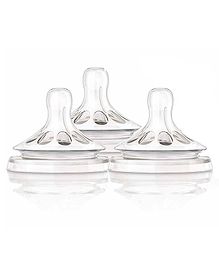 DOMENICO Natural Wide Neck Silicone Nipple - Pack 0f 3