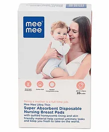 Mee Mee Ultra Thin Super Absorbent Disposable Nursing Breast Pads - 24 Pieces