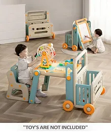 7 in 1 Multifunctional Nursery Table &
                        Chair with Building Block Table and Storage -
                        Blue & Grey