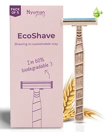 Hyuman EcoShave Body Shaving Razor | Twin German Stainless Steel Blade with Aloe Vera Strip | For Arms, Underarms, Bikini Line, Leg  (Pack of 5)