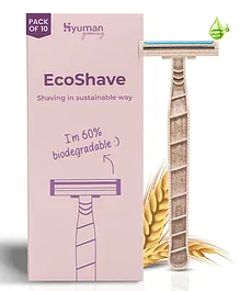 Hyuman EcoShave Body Shaving Razor | Twin German Stainless Steel Blade with Aloe Vera Strip | For Arms, Underarms, Bikini Line, Leg  (Pack of 10)