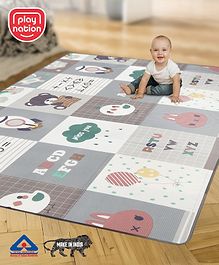 Play Nation Premium Double Sided Reversible Colorful Educational Theme Waterproof Play Mat L 180 x B 120 cm| Mat Thickness 6 mm| Learn & Crawl Mat for 0-4 Years Kids| Foldable Soft Foam Floor Mat, Anti-Slip & Waterproof Play Mat| BIS Certified