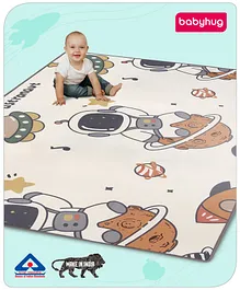 Babyhug Premium Reversible Foldable Waterproof Floor mat- 6 ft x 4 ft| Thickness 6 mm| Space Theme| Colorful| Learn and Play Mat| Soft Foam and Anti-Slip Mat| |Baby Massage| Easy to Carry Bag| 0-12 Years| BIS Certified