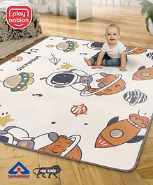 Play Nation Premium Double Sided Reversible Colorful Space Theme Waterproof Play Mat L 180 x B 150 cm| Mat Thickness 6 mm| Learn & Crawl Mat for 0-4 Years Kids| Foldable Soft Foam Floor Mat, Anti-Slip & Waterproof Play Mat| BIS Certified