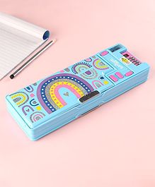 Smiggle Pop Out Fly Hi Pencil Case Rainbow Print - Blue