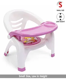 Light Weight Plastic Chair with Feeding Tray - Pink White (Print or Color May Vary)